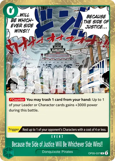 Because the Side of Justice Will Be Whichever Side Wins!! OP05-037 Reprint PRB02 One Piece Card The Best Vol. 2