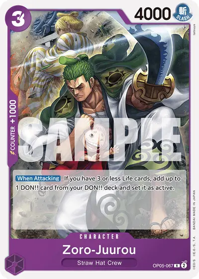 Zoro-Juurou OP05-067 Reprint 1 ST18 Purple Monkey D. Luffy
