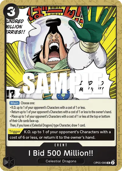 I Bid 500 Million!! OP05-096 OP05 Awakening of the New Era