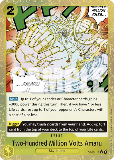 Two-Hundred Million Volts Amaru OP05-115 Textured Foil PRB01 One Piece Card The Best