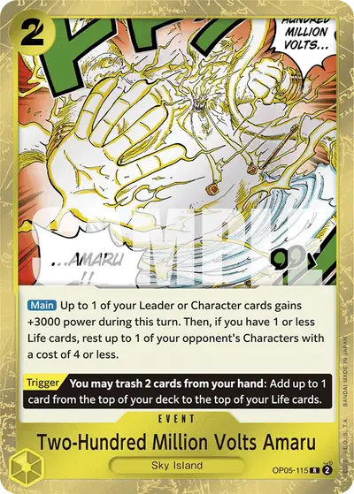 Two-Hundred Million Volts Amaru OP05-115 Reprint 1 PRB01 One Piece Card The Best