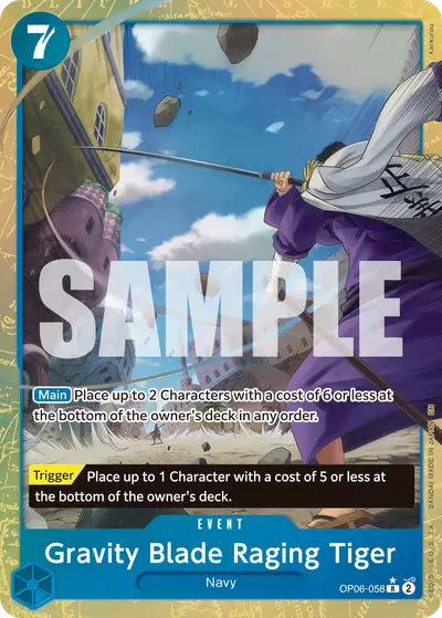 Gravity Blade Raging Tiger OP06-058 Alternate Art PRB02 One Piece Card The Best Vol. 2