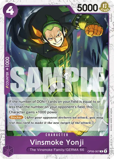 Vinsmoke Yonji OP06-067 Jolly Roger Foil PRB01 One Piece Card The Best