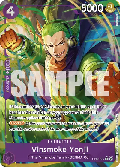 Vinsmoke Yonji OP06-067 Alternate Art PRB01 One Piece Card The Best