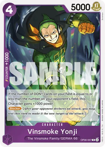 Vinsmoke Yonji OP06-067 Reprint 1 PRB01 One Piece Card The Best