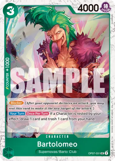 Bartolomeo OP07-031 Pirate Foil PRB02 One Piece Card The Best Vol. 2