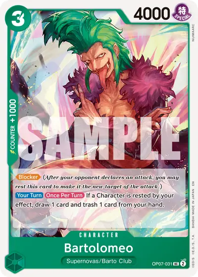 Bartolomeo OP07-031 Reprint PRB02 One Piece Card The Best Vol. 2