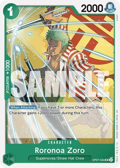 Roronoa Zoro OP07-034 Reprint ST24 Green Jewelry Bonney