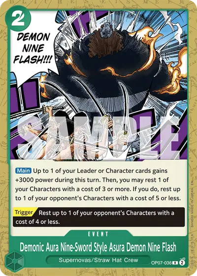 Demonic Aura Nine-Sword Style Asura Demon Nine Flash OP07-036 Reprint ST24 Green Jewelry Bonney