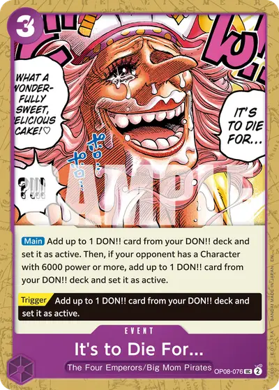 It's to Die For... OP08-076 Reprint PRB02 One Piece Card The Best Vol. 2