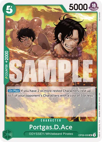 Portgas D. Ace OP09-035 Reprint ST28 Green/Yellow Yamato