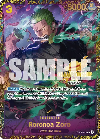 Roronoa Zoro OP09-076 Parallel 1 Promotion Cards