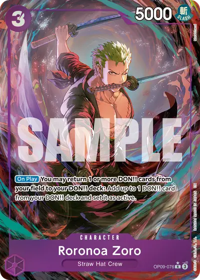 Roronoa Zoro OP09-076 Alternate Art PRB02 One Piece Card The Best Vol. 2