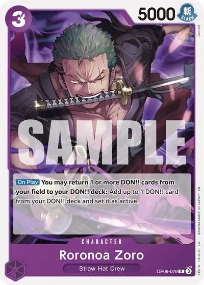 Roronoa Zoro OP09-076 Reprint ST26 Purple/Black Monkey D. Luffy
