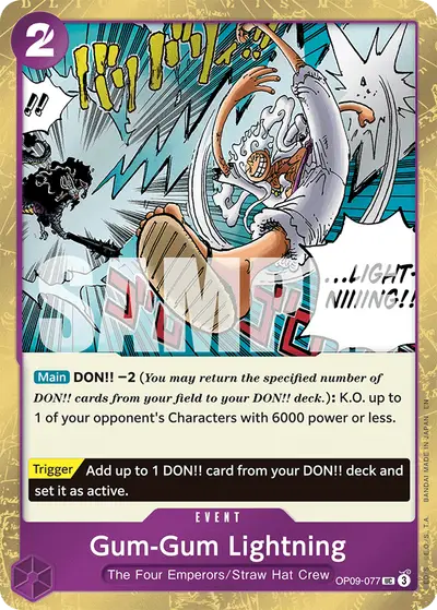 Gum-Gum Lightning OP09-077 Pirate Foil PRB02 One Piece Card The Best Vol. 2