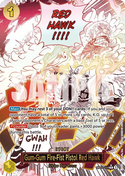 Gum-Gum Fire-Fist Pistol Red Hawk OP11-114 Alternate Art OP11 A Fist of Divine Speed