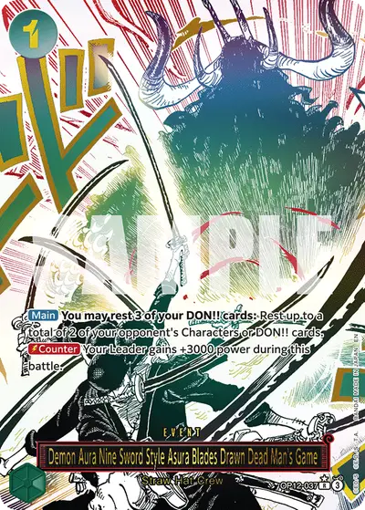 Demon Aura Nine Sword Style Asura Blades Drawn Dead Man's Game OP12-037 Alternate Art OP12 Legacy of the Master