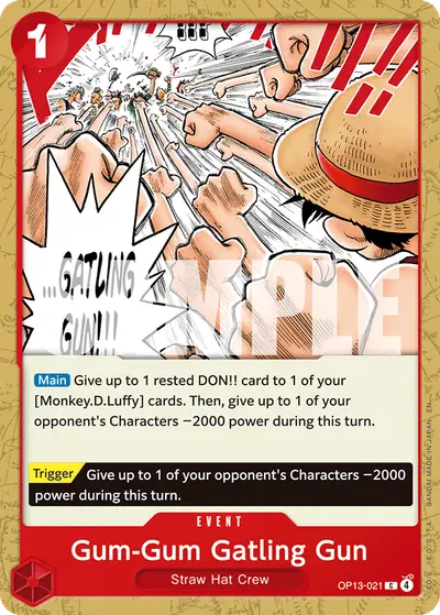 Gum-Gum Gatling Gun OP13-021 Reprint 1 ST31 Red Monkey D. Luffy