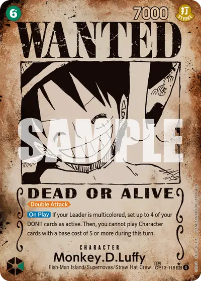 Monkey D. Luffy OP13-118 Wanted Poster OP13 Carrying On His Will