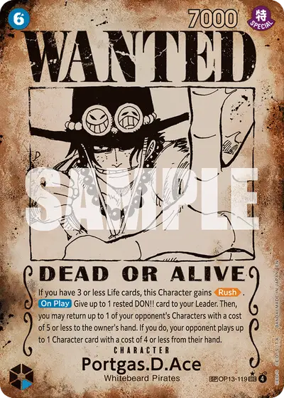 Portgas D. Ace OP13-119 Wanted Poster OP13 Carrying On His Will