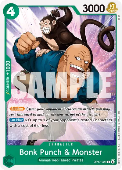 Bonk Punch & Monster OP17-028 OP17 The World's Strongest Warriors