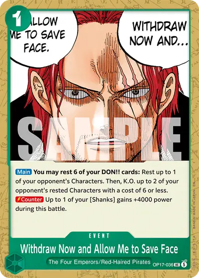 Withdraw Now and Allow Me to Save Face OP17-036 OP17 The World's Strongest Warriors