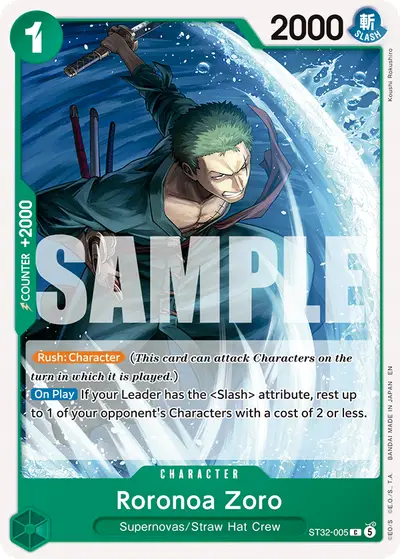 Roronoa Zoro ST32-005 ST32 Green Roronoa Zoro